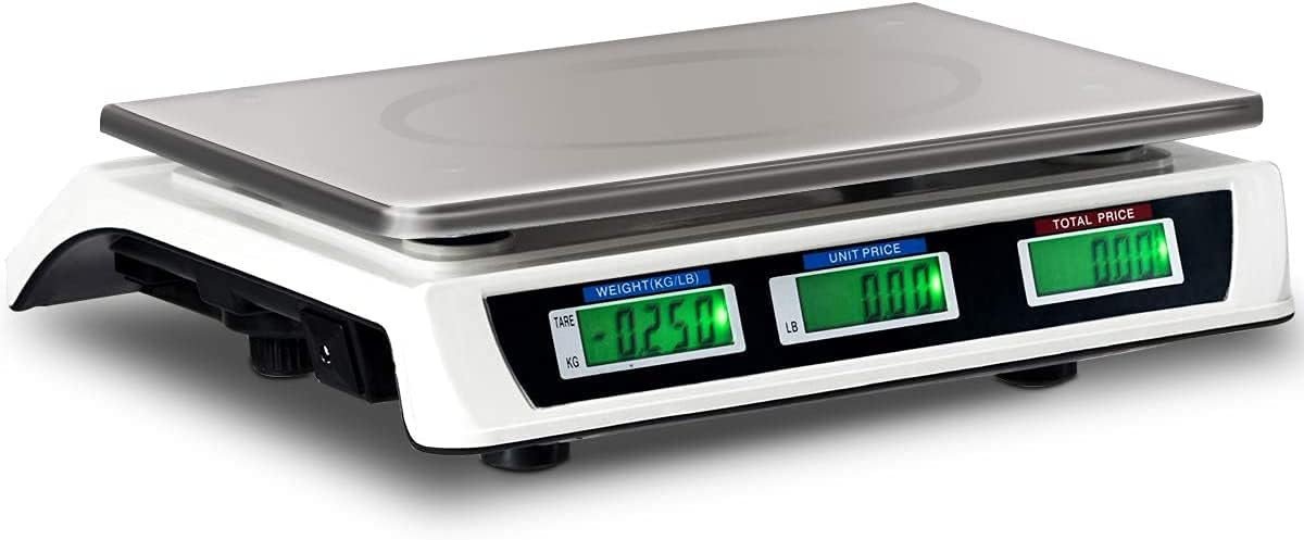 66 LB Digital Scale Price Computing Deli Electronic Counting Weight with Dual Clear LCD Display, Stainless Steel Top