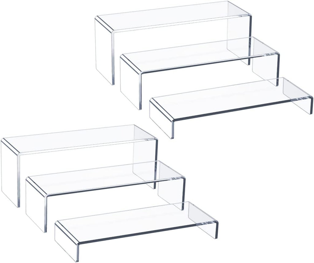 Acrylic Display Riser, 6 Pcs 12" Large Acrylic Risers | Thickened to 5mm Clear Rectangular Display Shelf for Cupcake