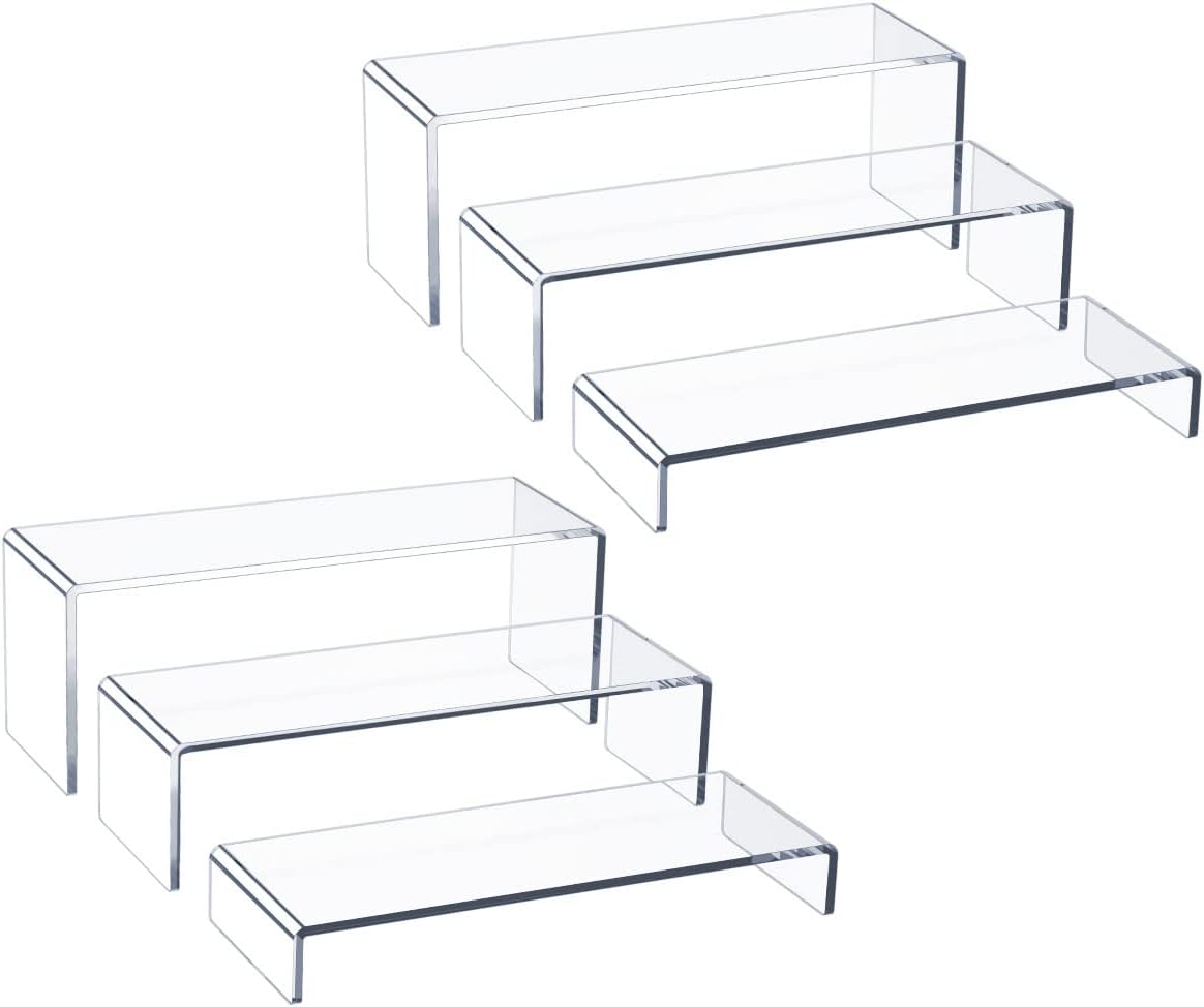 Acrylic Display Riser, 6 Pcs 12" Large Acrylic Risers | Thickened to 5mm Clear Rectangular Display Shelf for Cupcake