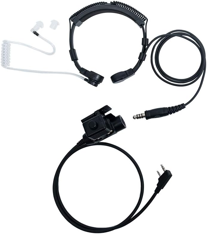 Tactical Throat Mic Headset Earpiece with U94 Tactical PTT Compatible for Baofeng UV-5R BF-888S BF-F8HP BF-F9 UV-82