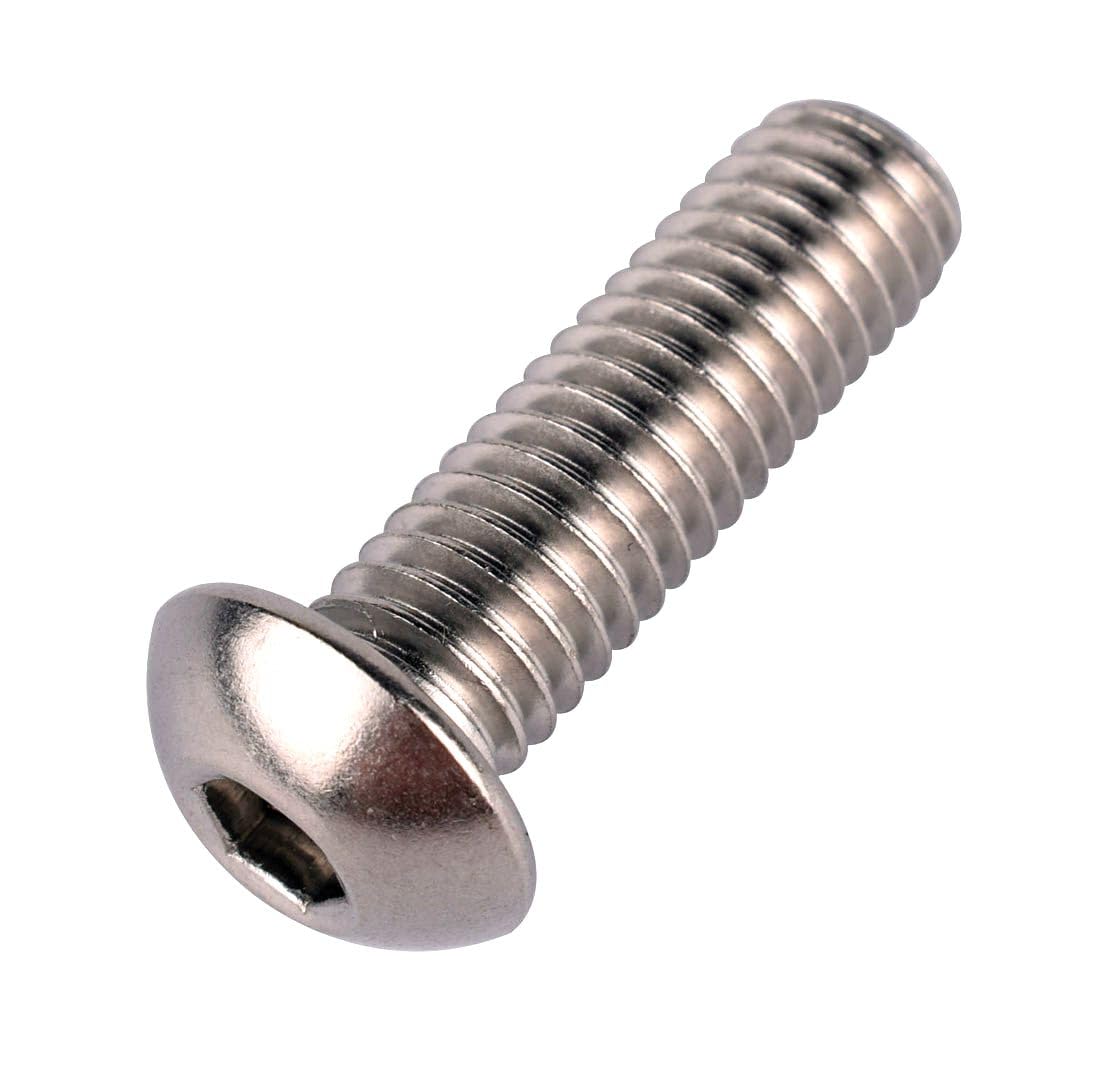 #10-24 x 5/8" Button Head Socket Cap Bolts Screws, 304 Stainless Steel 18-8, Allen Hex Drive, Fully Machine Thread, Quantity 30Pcs