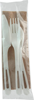 Compostable Wrapped TPLA Assorted Cutlery, Pack of 250