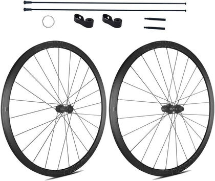 700C Gravel Road Bike Wheelset 30/35mm Ultralight Aluminum Double Wall Rims Center Lock Thru Axle, Tubeless Ready