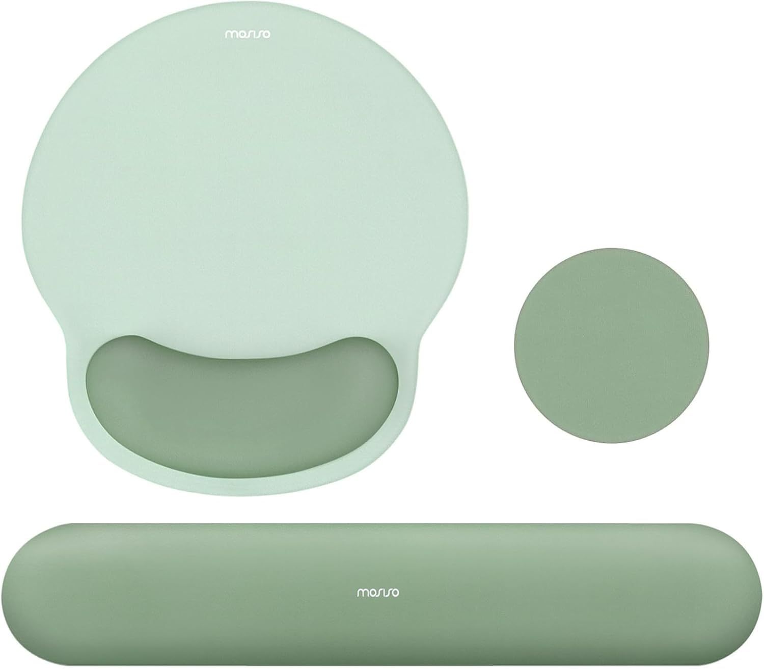 Wrist Rest Support for Mouse Pad&Keyboard Set, Antique Green | Circle Curved Ergonomic Mousepad Non-Slip Base