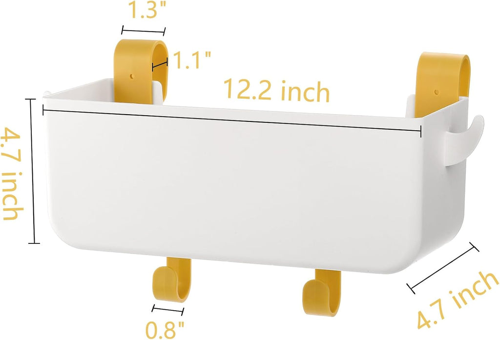 2 Pack Bedside Organizer Hanging Caddy, Bunk Bed Shelf Plastic Storage Basket with Hooks for Dorm, Bathroom Handrail