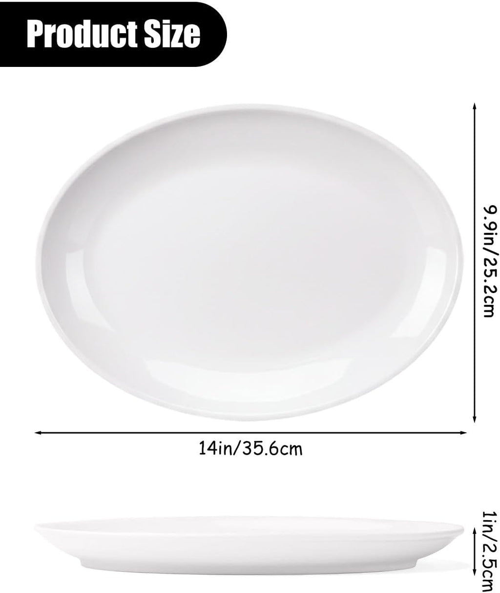 Melamine Dinner Plates, 12 Pack Melamine Oval Platter White Serving Tray Plastic Oval Platter, Food Serving Platters