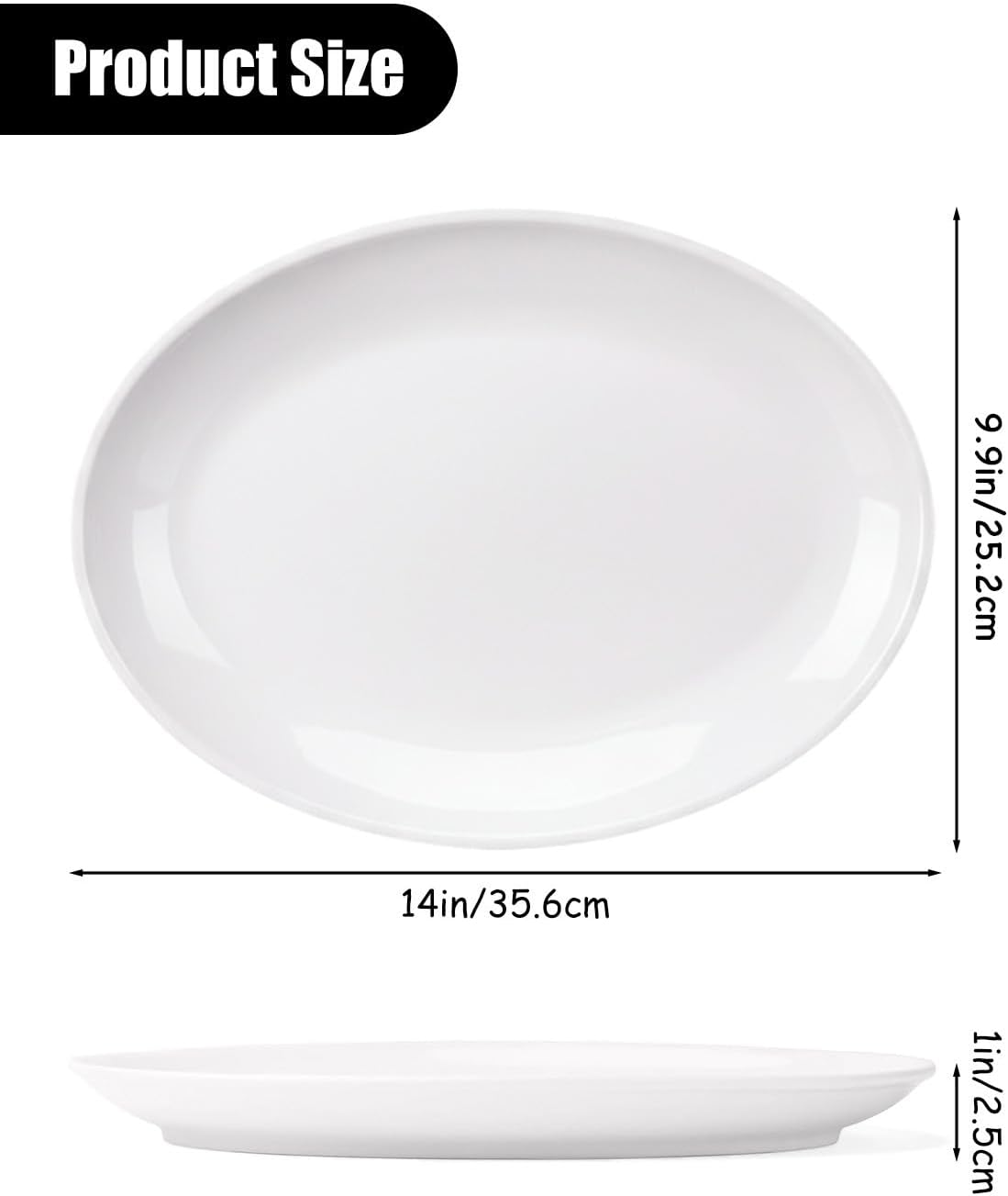 Melamine Dinner Plates, 12 Pack Melamine Oval Platter White Serving Tray Plastic Oval Platter, Food Serving Platters