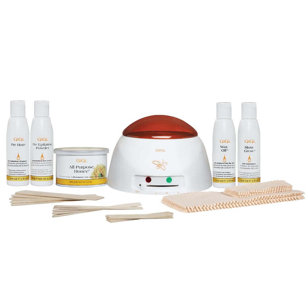 Student Starter Waxing Kit - All-Purpose Honee Hair Removal Wax Kit with Wax Warmer, Pre & Post Care, Muslin Strips