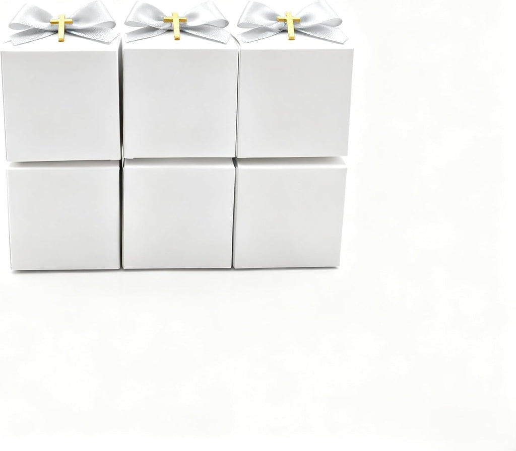 25 Pcs Small Tiny White Gift Boxes with Lids 3x3x3 inch