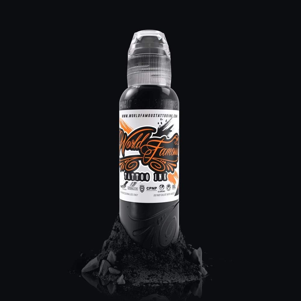 World Famous Black Tattoo Ink, Vegan and Professional Ink, Made in USA, Pitch Black, .5 oz