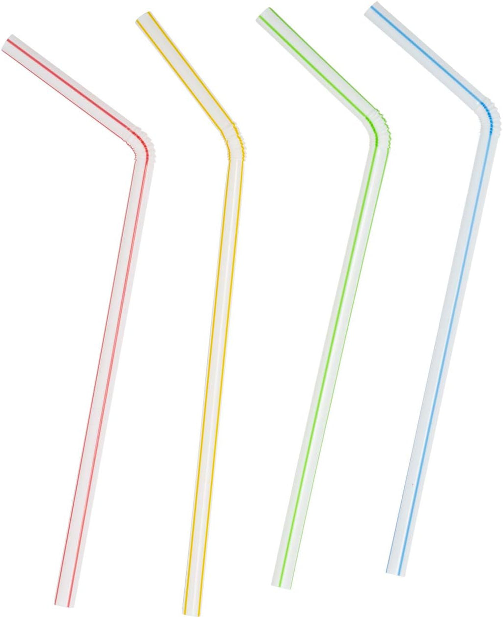 [400 Pack] 7.75"High Flexible Plastic Straws, Disposable Drinking Straws - Striped Assorted Colors