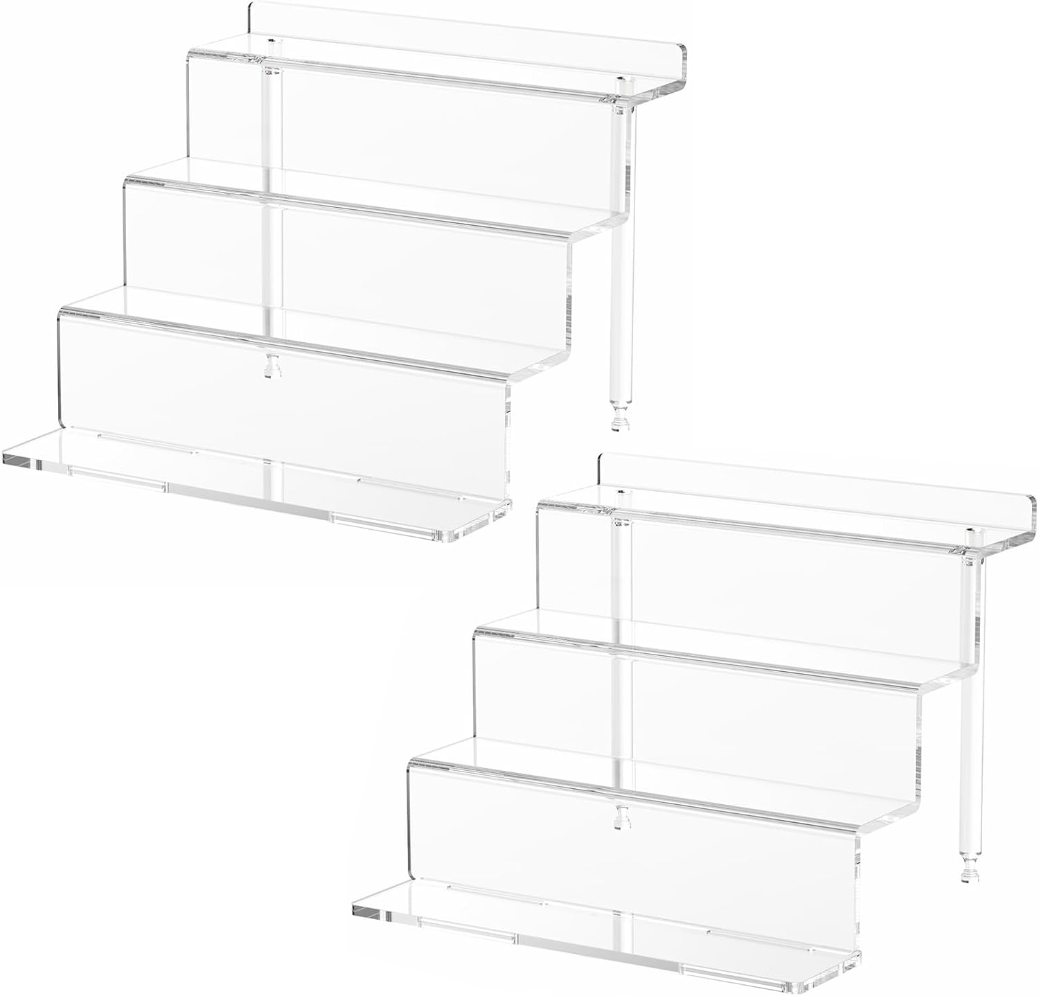 4 Tier Acrylic Riser Display Stands Shelf for Amiibo Funko,12"2 Pack | Clear Risers Display Shelves Stand for