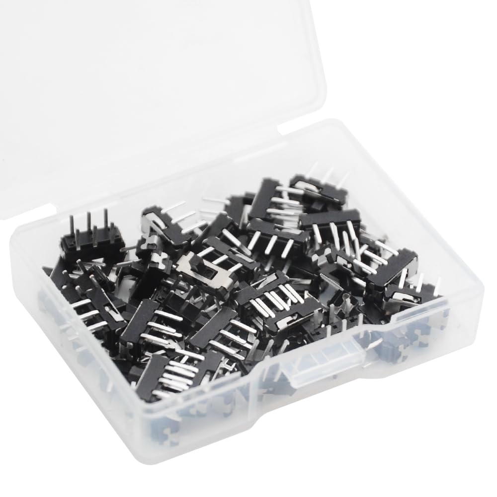 WMYCONGCONG 50 Pcs 6 Pin 2 Position DPDT Vertical Micro Slide Switch for for DIY Electronics Project