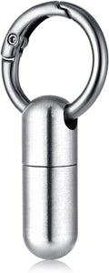 Small Pill Case Keychain Portable Waterproof Titanium Pocket Pill Organizer Tiny Pill Holder Bottle Carabiner Clip