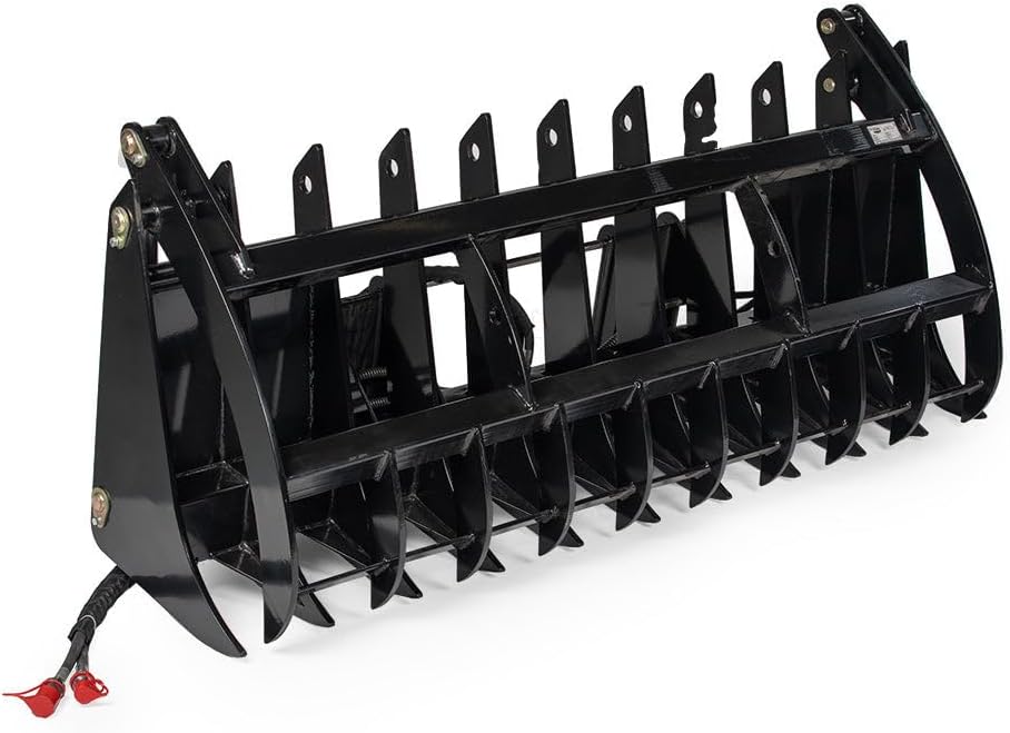 84" Root Grapple Rake, Universal Skid Steer Mount, Wide Clamshell, Twin 3,000 PSI Cylinders, 2,900 LB Rated