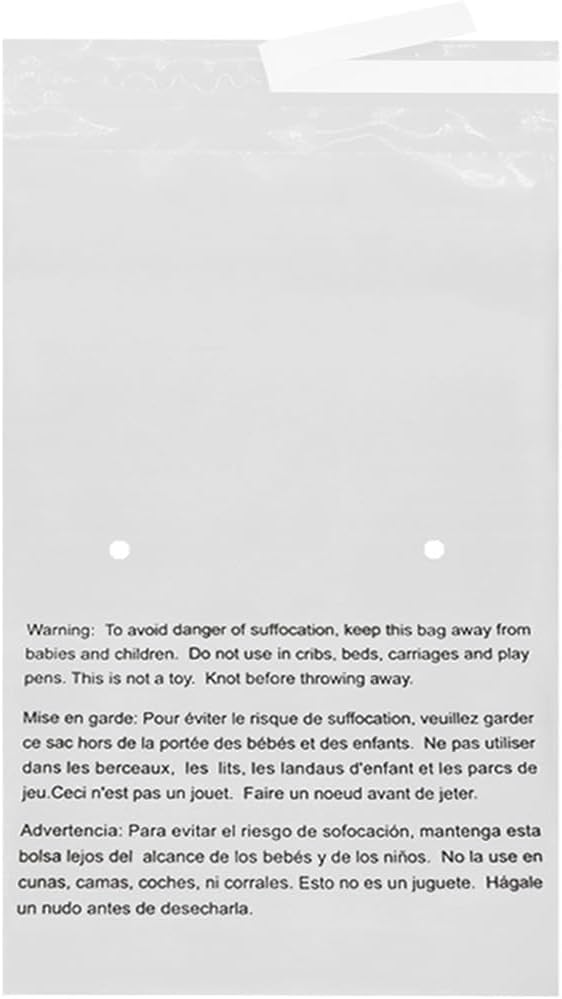 24” X 36” (30 Count) Self Seal Clear Poly Bags with Suffocation Warning for Packaging, Shipping - Permanent Adhesive