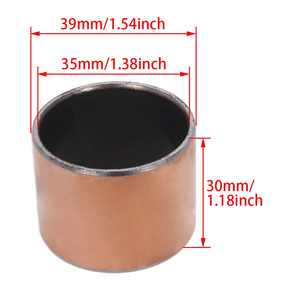 Aicosineg Oilless Bushings Sleeve Bearing Solid Friction Oilless Bushing 1.37in Bore x 1.53in OD x 1.18in Length Plain Bearings Wrapped Bushing Carbon Steel Base 3530 Sleeve Bearing