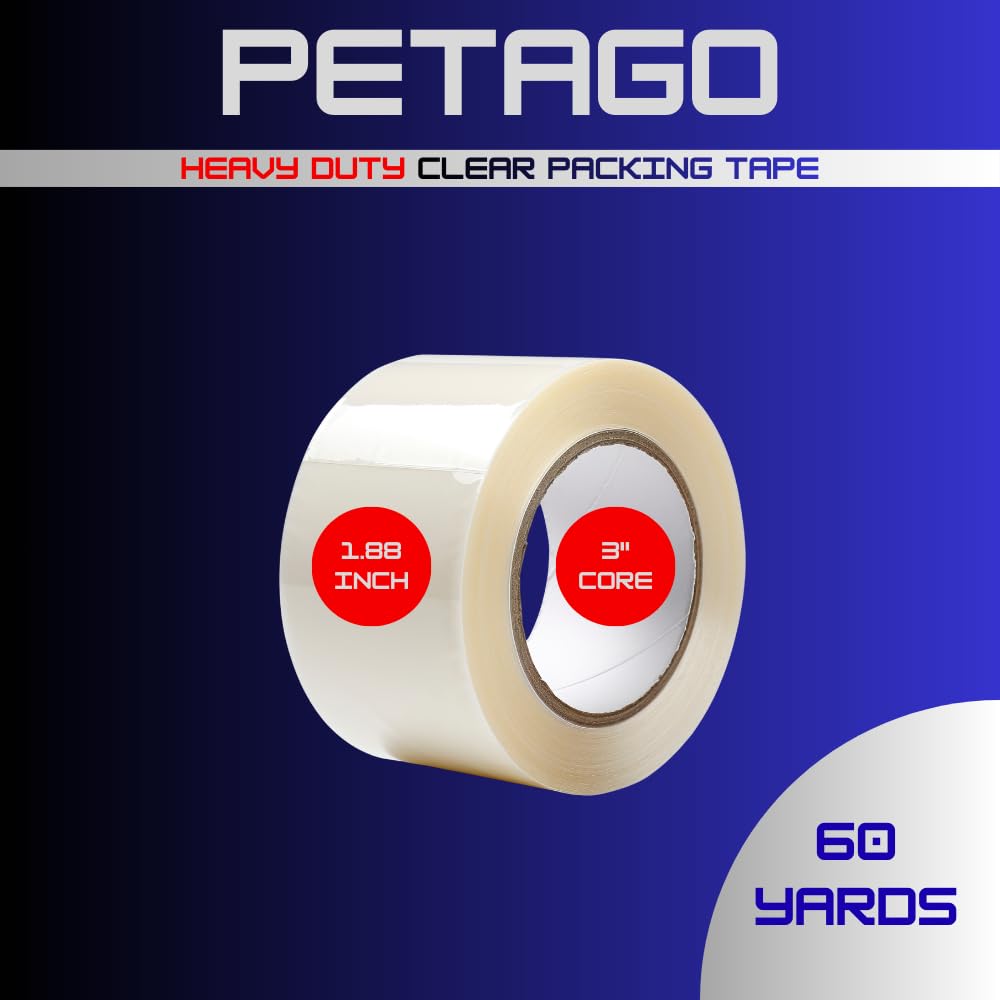 Heavy Duty Packing Tape 18 Rolls, 2.7 Mil Thick Clear Shipping Tape, 1.88 Inch x 60 Yards per Roll, Strong Adhesive