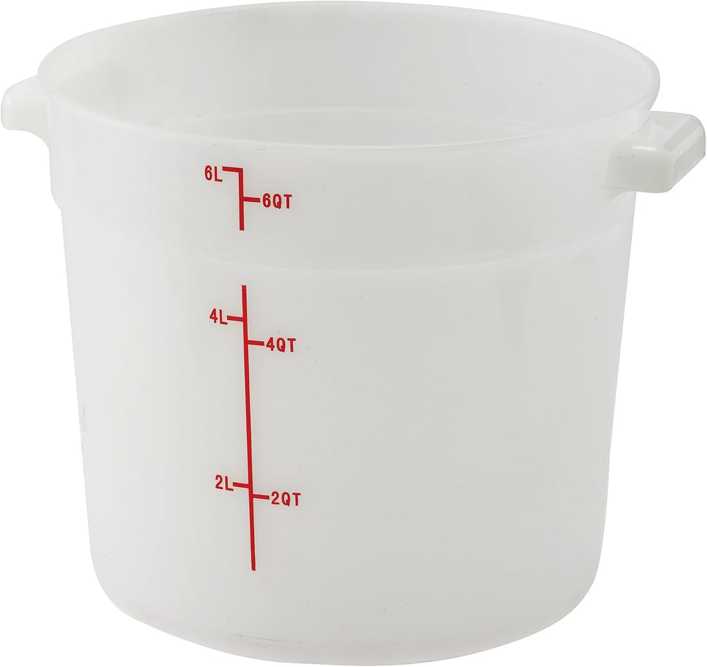 6 qt White Round Food Storage Plastic Container