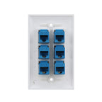 Cat 6 Ethernet Wall Plate 6 Port Blue