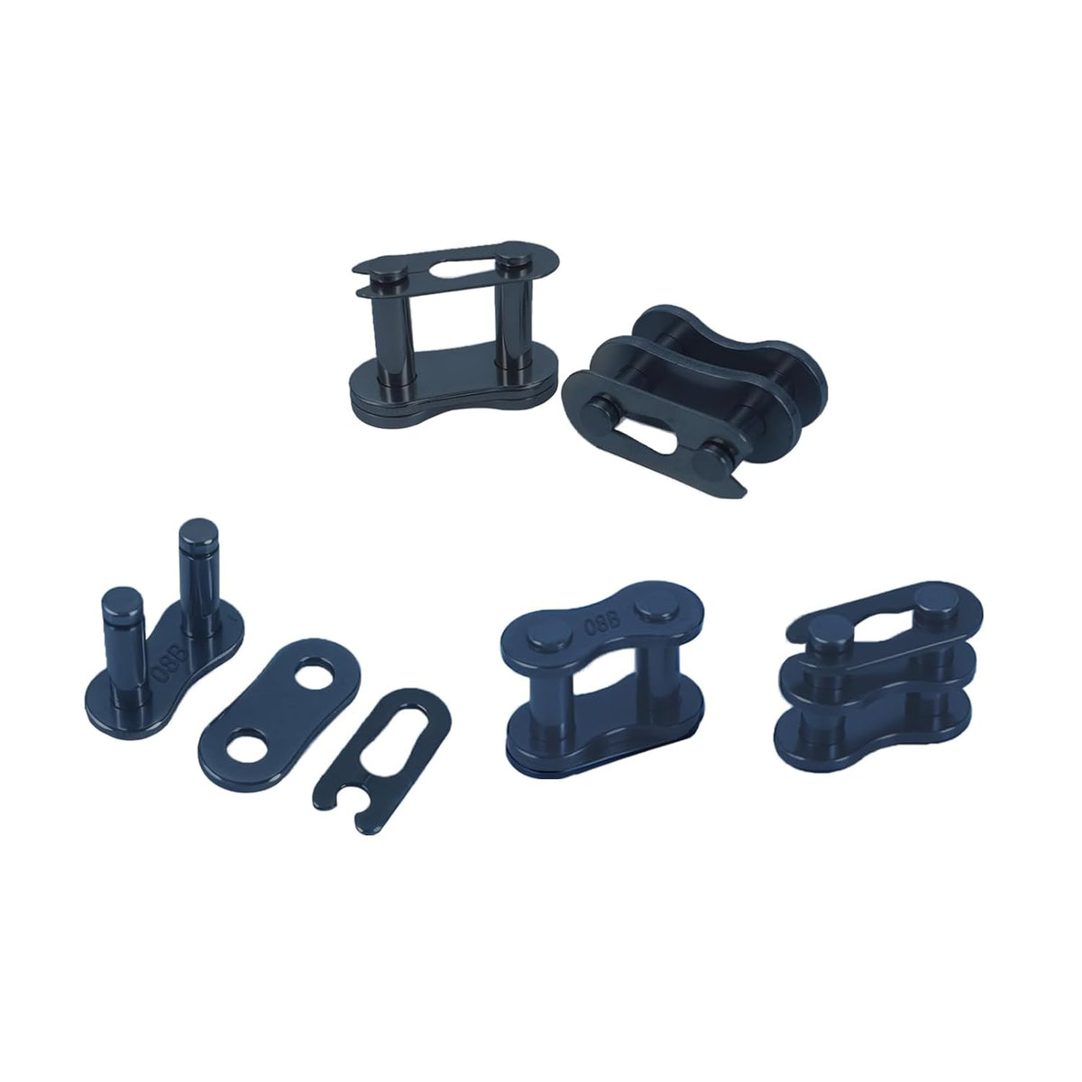08B Roller Chain Connecting Link - 1/2" Pitch, ANSI-Compatible, Carbon Steel, 5-Pack for Chain Length Adjustment & Repairs