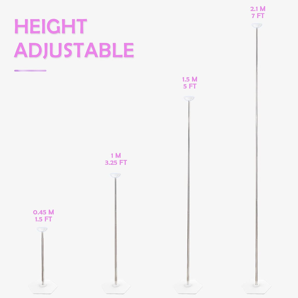 Telescoping Balloon Stand Set of 2, 1.5ft to 7ft Free Adjustable Metal Balloon Column Stand for Party Decorations