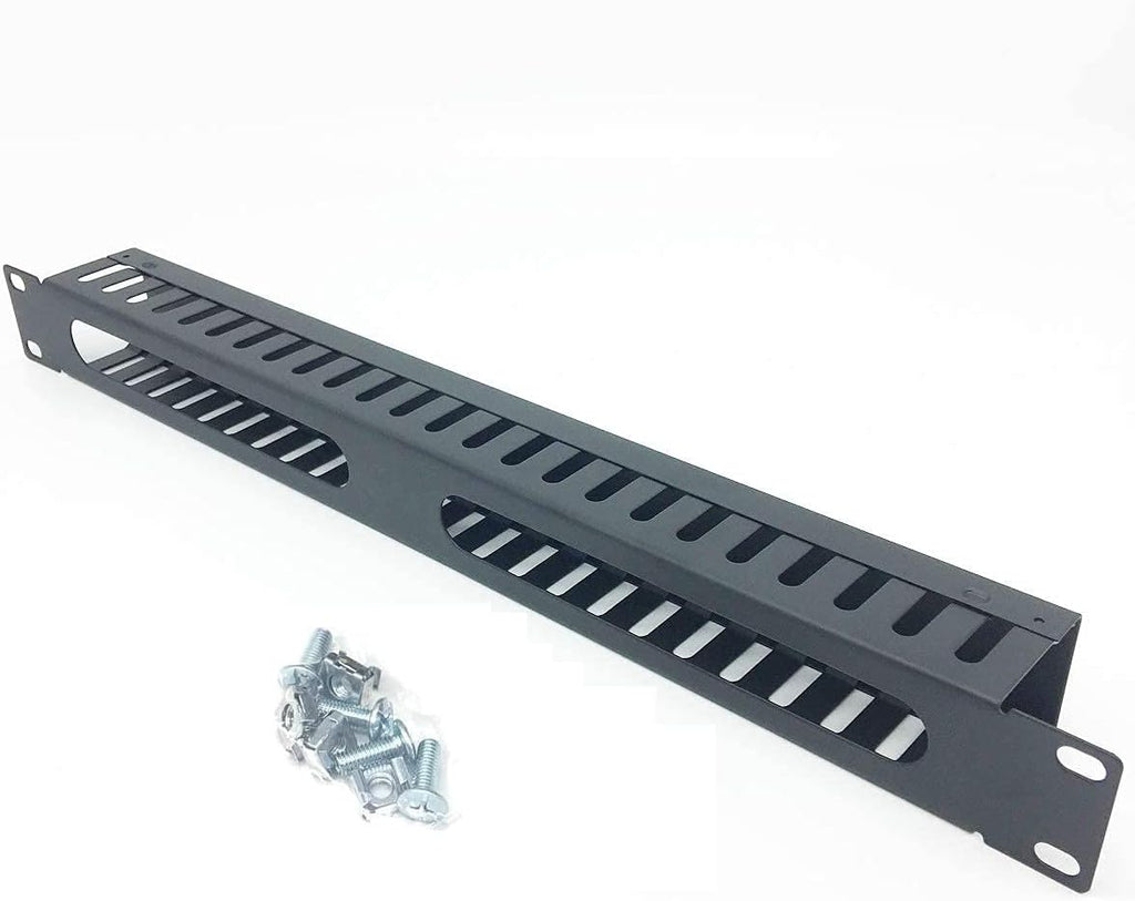 2 Pack 1U 19 Inch Cable Manager Horizontal Rack Mount 24 Slot