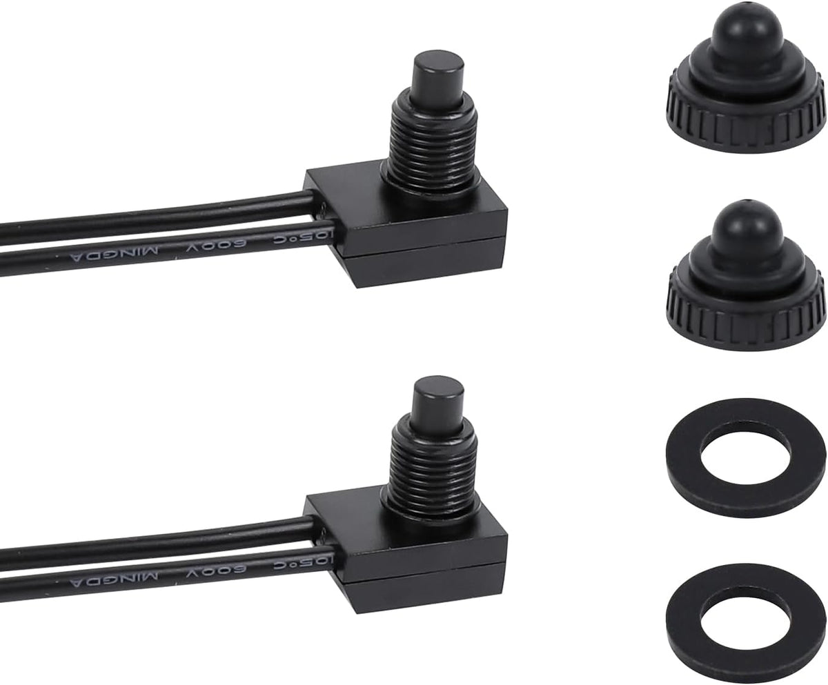 wuyaoyao 2PCS Waterproof Push Button Switch with 4" Lines
