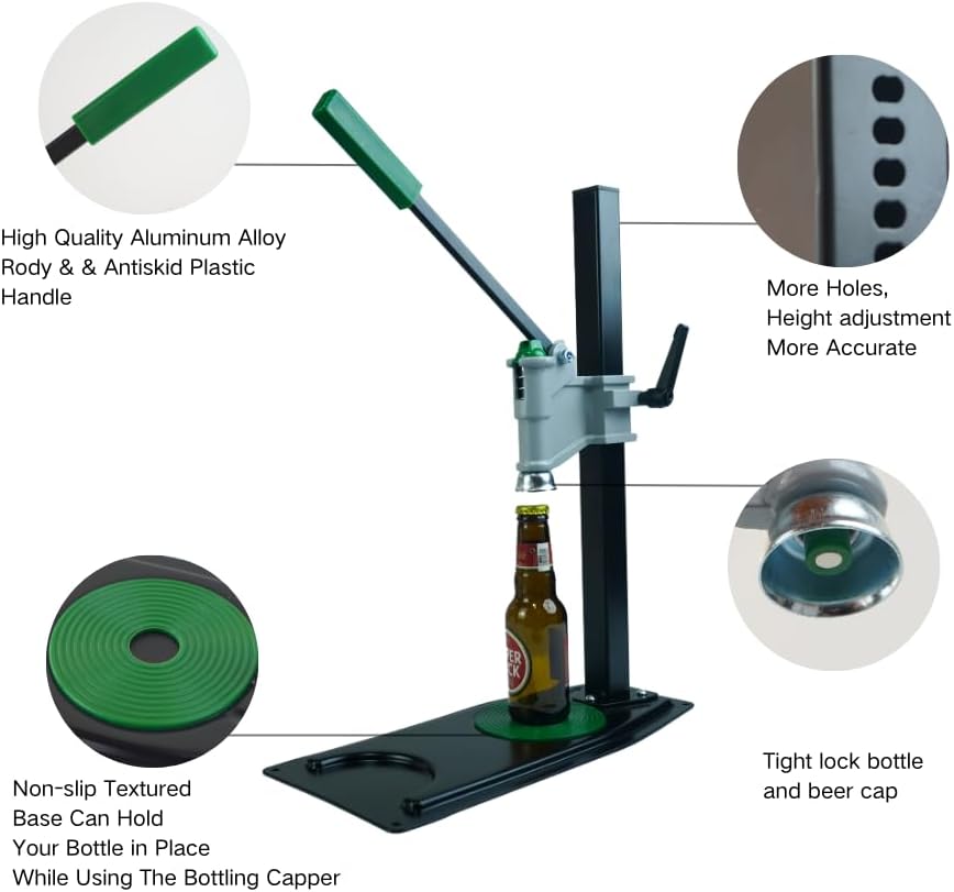 Manual Bottle Capper Tool Machine 26mm and 29mm Crown Capper,Heavy Duty Strong Metal Easy Action Bench Bottle Capper
