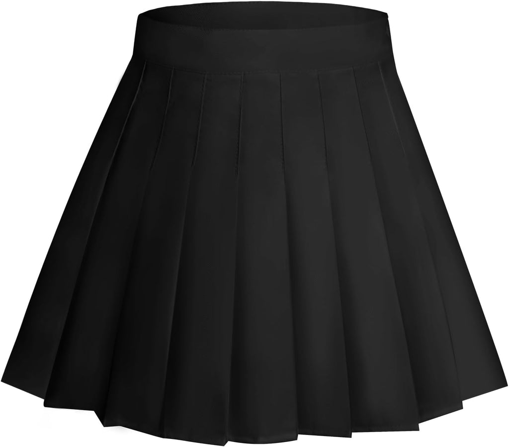 Womens Girl High Waisted Pleated Tennis Skirt A-Line Mini Skirt Uniform Athletic Cheerleader Skirt with Lining Short