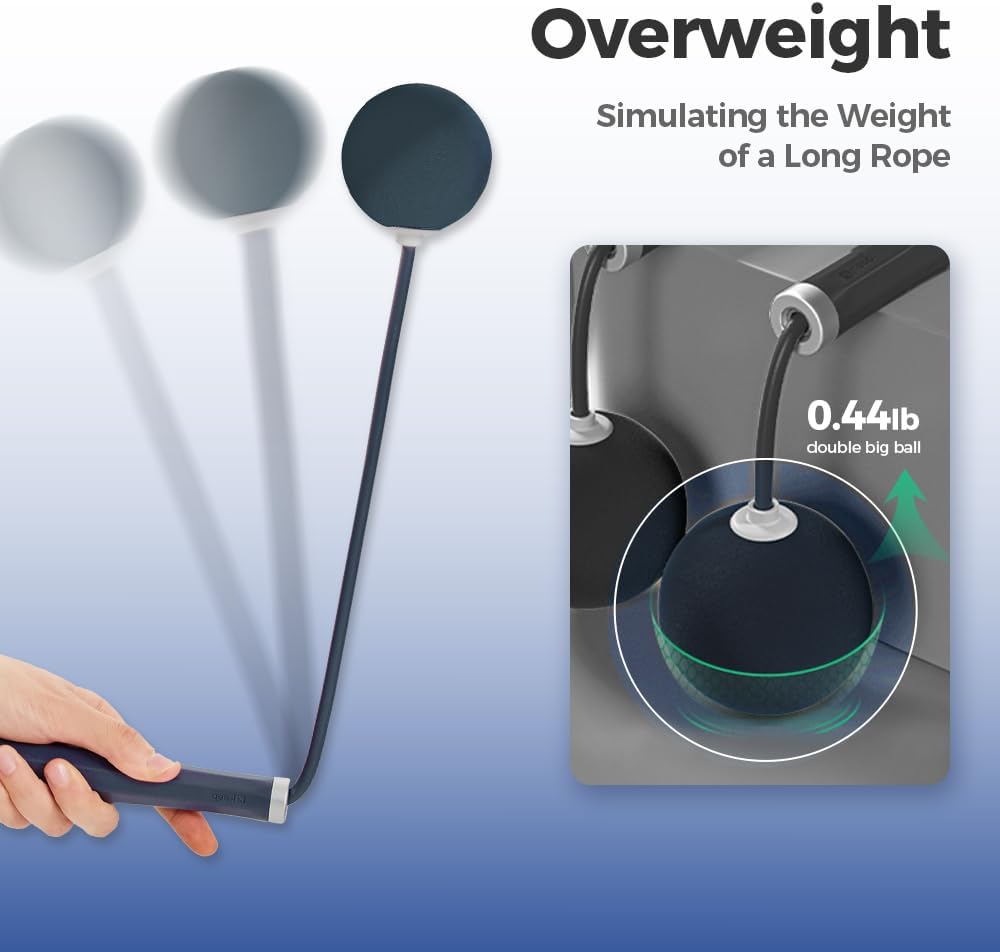 2-in-1 Weighted Jump Rope for Fitness, Cordless Ropeless Skipping Rope with 65mm Weighted Balls & Adjustable 3M Rope