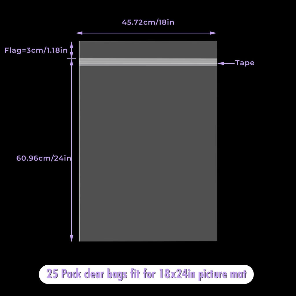 25 Pack 18 3/8" x 24 1/8" Acid-Free Clear Plastic Bags