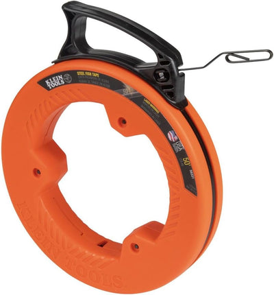 56331 50-Foot Electrical Fish Tape, Steel Wire Puller with Double Loop Tip, Optimized Housing and Handle, 1/8-Inch