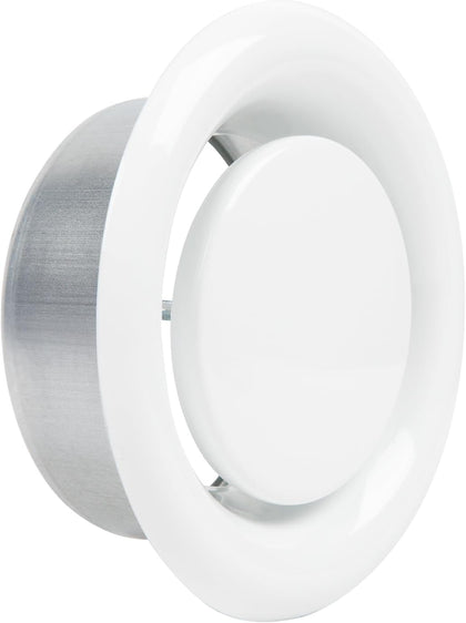 6-Inch Round Ceiling Air Vent Cover Exhaust Diffuser White | Steel Adjustable HAVC Airflow Valve for Home Wall