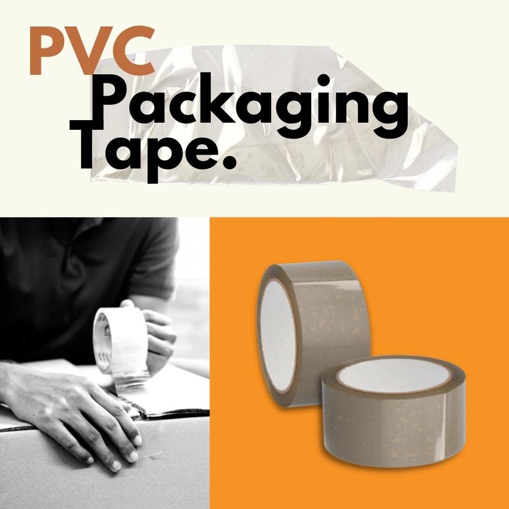 PSBM Tan PVC Carton Sealing Tape, 36 Rolls 2.1 Mil 1.88 Inch 55 Yards Per Roll, Heavy Duty Natural Rubber Adhesive