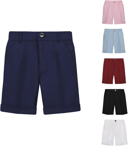 Toddler Boys Golf Shorts Chino Back Flat Front School Uniform Navy | Kids Dress Shorts, Active Flat Front Stretch