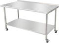 NSF Stainless Steel Prep Table 60x24x35in Arc Edge With Caster Wheels