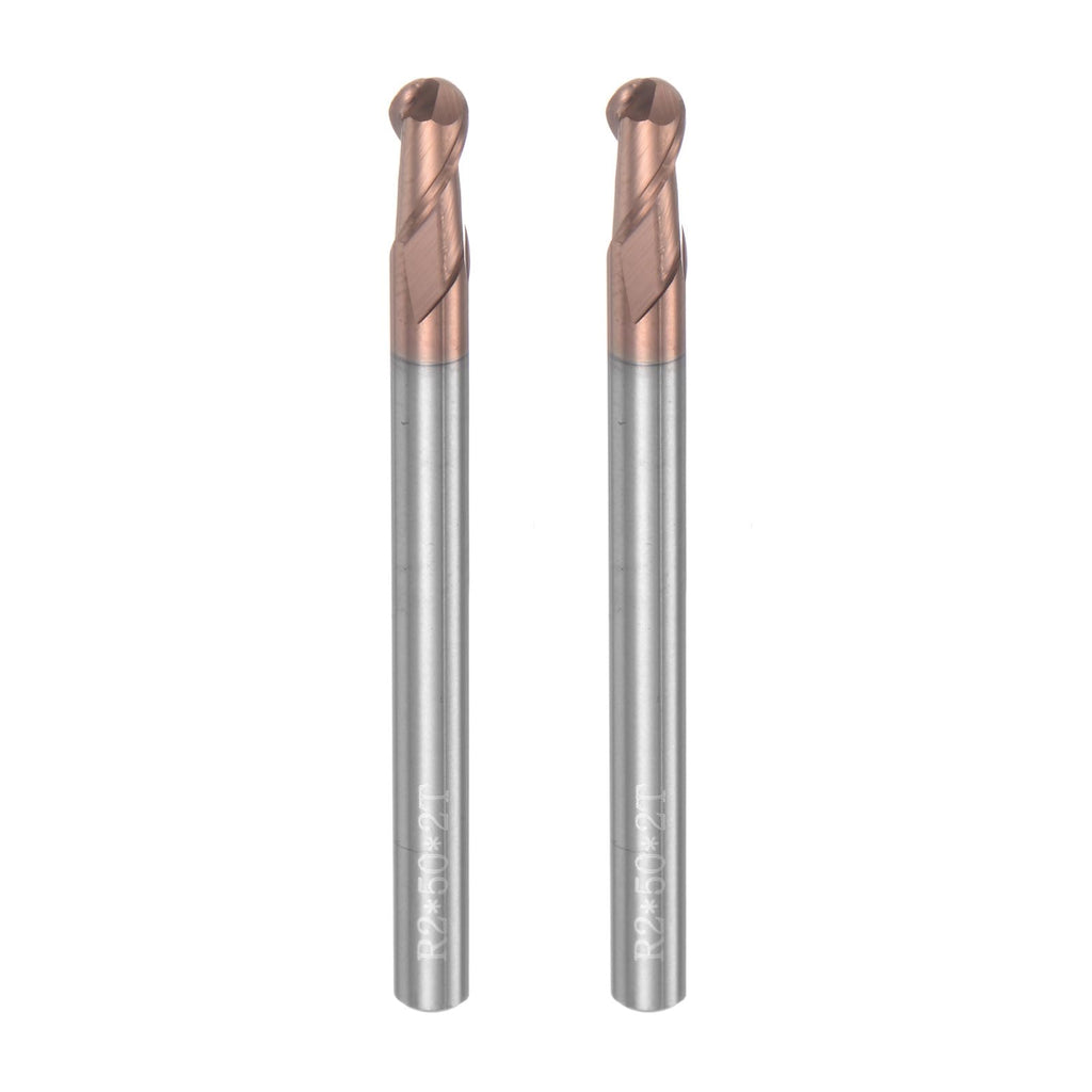 uxcell Ball Nose End Mills CNC Router Bits 2mm Radius Solid Carbide TiSin