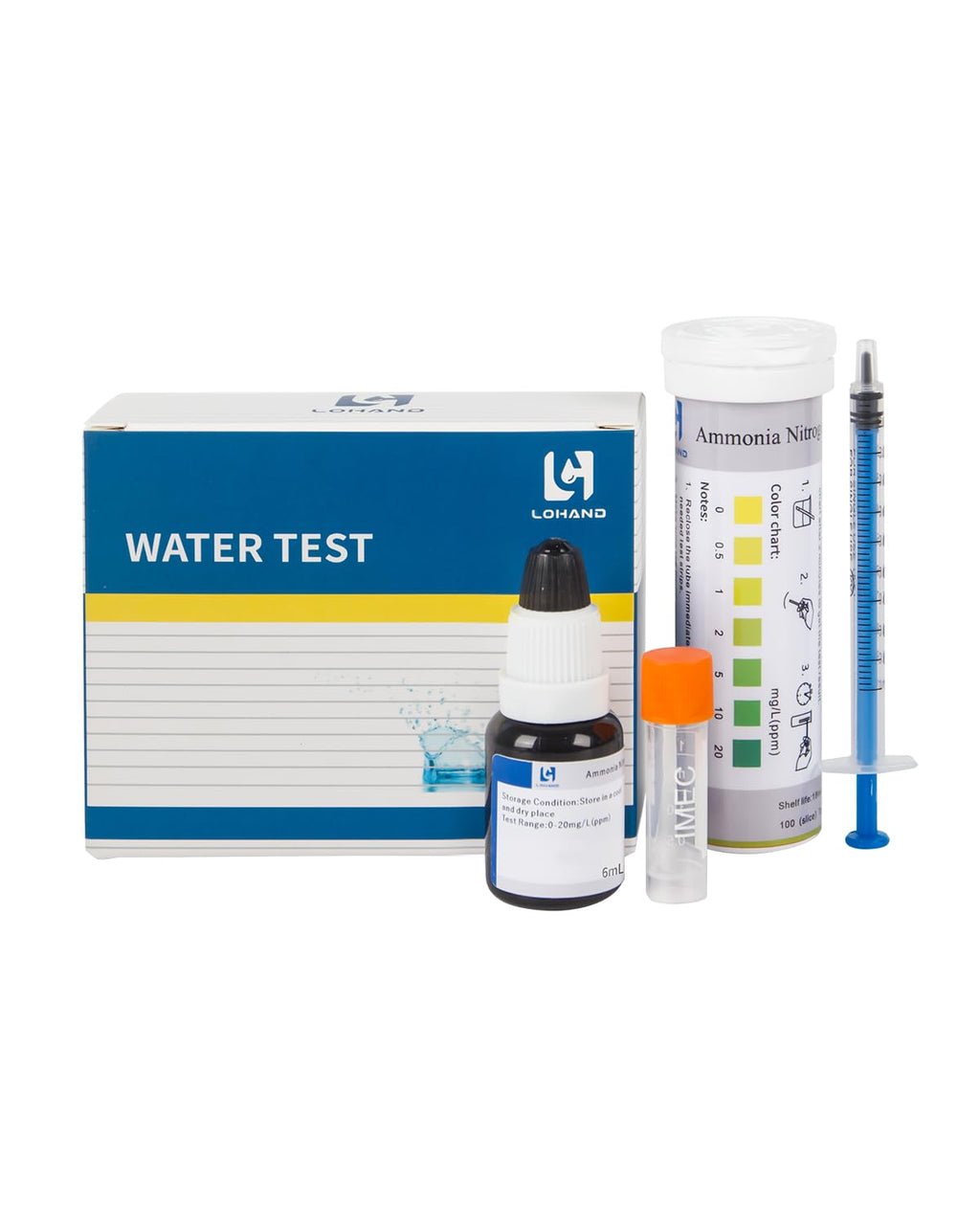Aquarium Ammonia Nitrogen Test Strips, 100 Strips, 0-20 ppm Range | Accurate Readings, Professional Aquarium Test