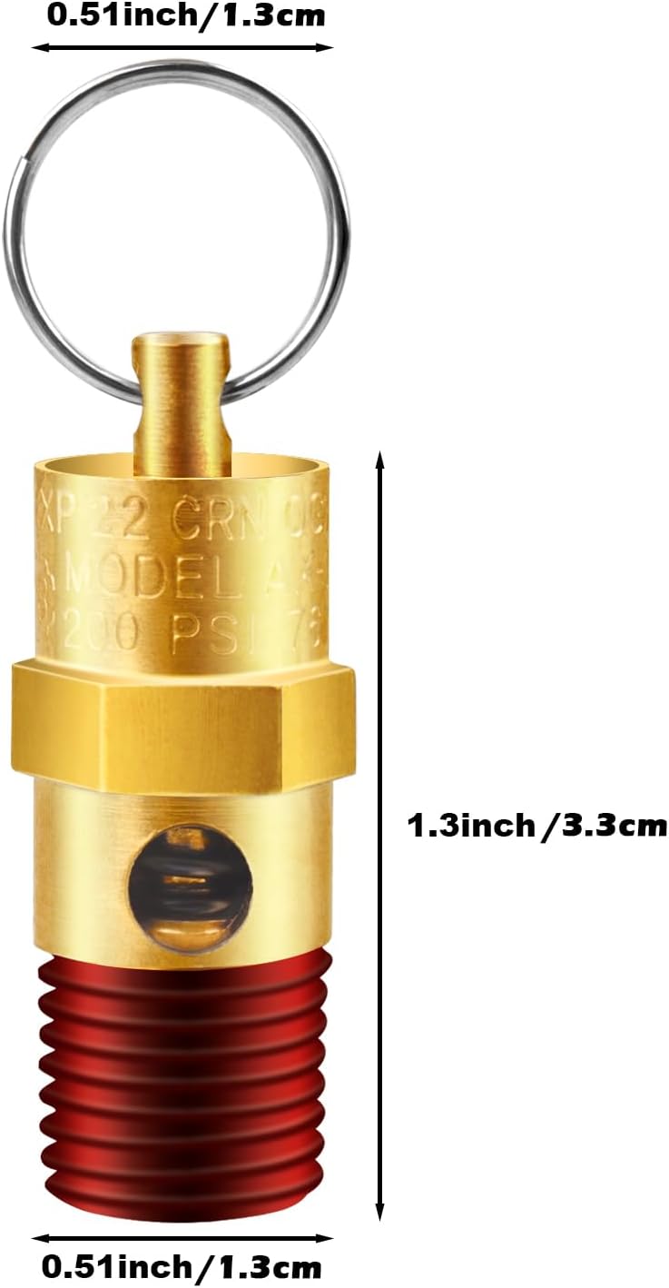 1/4'' NPT Male 200 PSI Air Compressor Pressure Relief Valve Brass