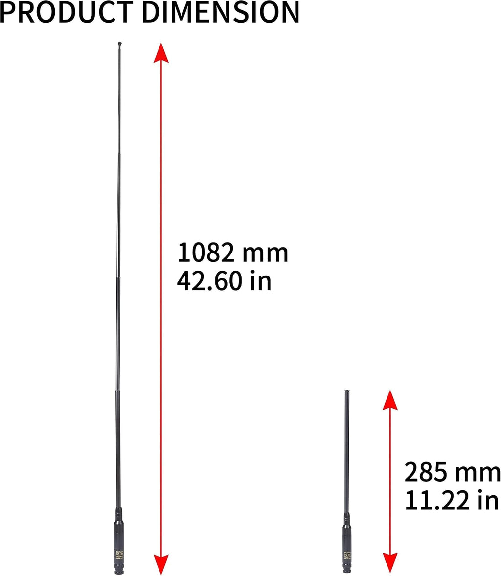 27MHz CB Radio Antenna, BNC-Male Telescopic Handheld 11.1 to 42.5 Inch High Gain 2.0dBi Antenna for Cobra HH50WXST