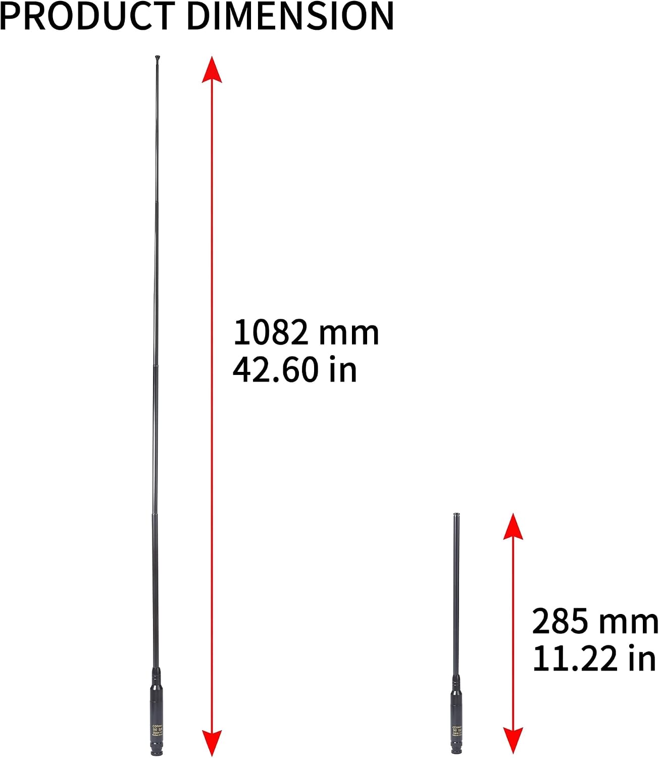 27MHz CB Radio Antenna, BNC-Male Telescopic Handheld 11.1 to 42.5 Inch High Gain 2.0dBi Antenna for Cobra HH50WXST