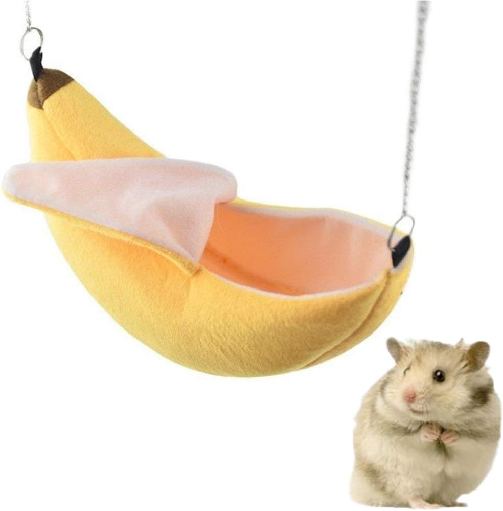 Banana Bed House, Hammock for Small Animal, Warm Bed House, Cage Nest for Sugar Glider Hamster Small Bird Pet (Banana)