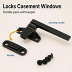 H 38218 Right-Handed, Matte Black, Casement Locking Handle with Offset Base (Single Pack)