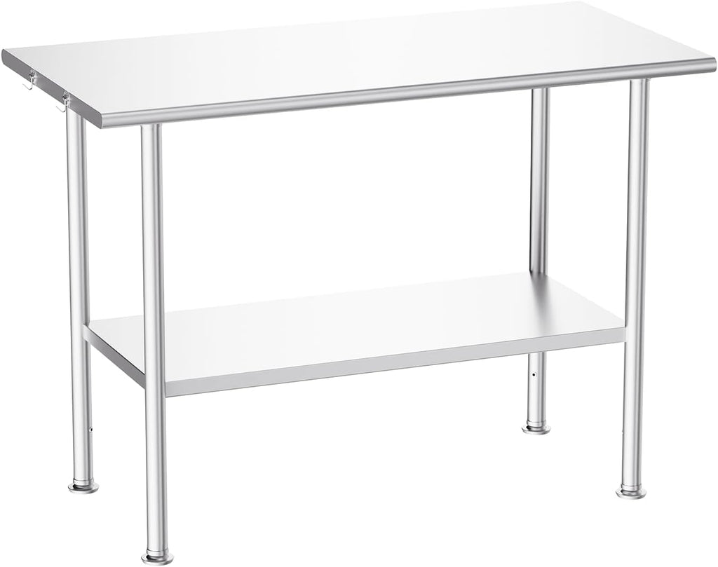NSF Stainless Steel Prep Table 24X48 inch, Rounded Flat Top