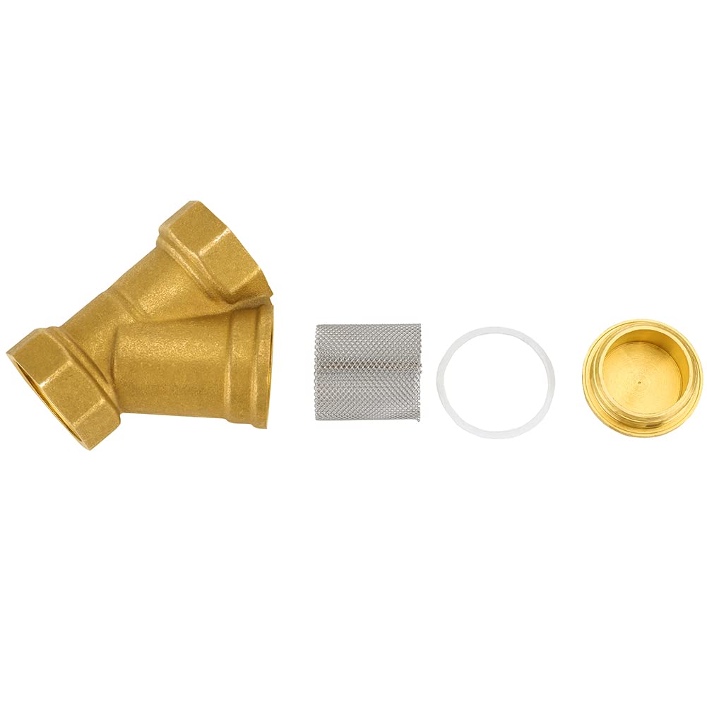 Y Strainer 3/4" Brass Sediment Filter Water Filter with 40 Mesh Screen