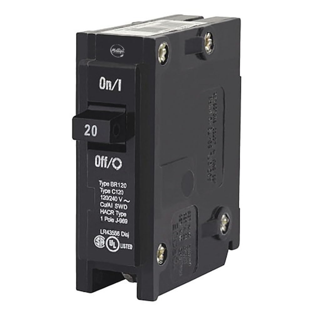 Circuit Breaker, 20A, 1 Pole, 120/240V AC, 10kA, Mfr: BR120-A