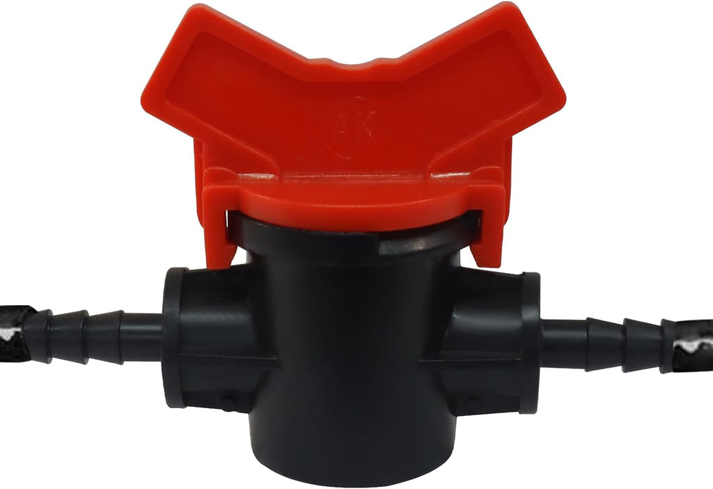 4PCS 1/4" ID in Line Hose Barbed Ball Valve Shut-Off Switch, Black