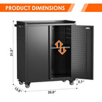 Metal Storage Cabinet, 31.5"H x 26"W Rolling Tool Cart with Lock