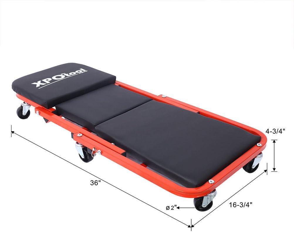 2 in 1 Z Creeper Seat, Folding Mechanic Creeper with 6 Swivel Casters, Rolling Garage Creeper and Stool, 300 LBS